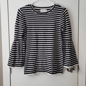 ELLE striped belle sleeve sweater